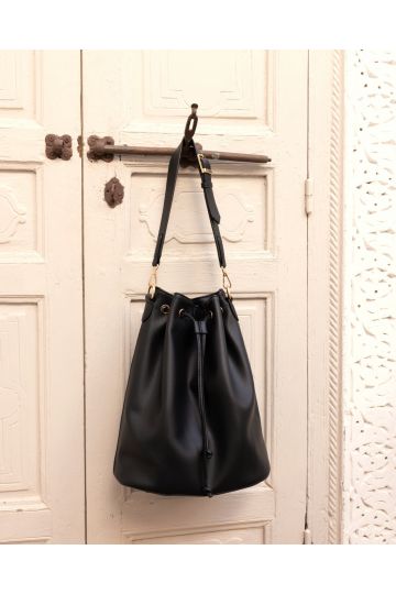 Adelaide Black Large Bucket Shoulder Bag
