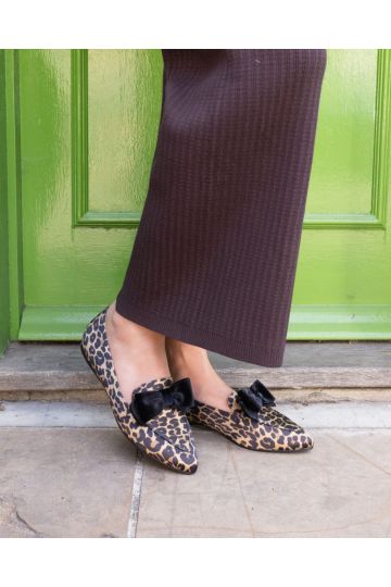 COCO Leopard Bow Flat Point Shoe
