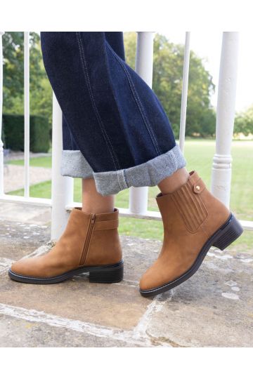 Darlina Tan Flat Chelsea Ankle Boot