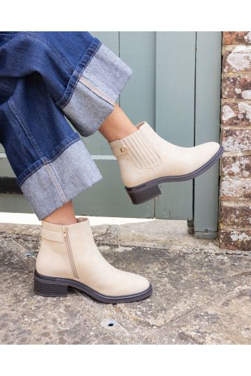 Darlina Taupe Flat Chelsea Ankle Boot