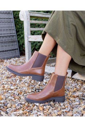 Dottie Tan Flat Chelsea Ankle Boot