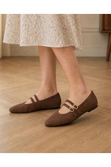 Fancie Brown Mary Jane Flat Shoe