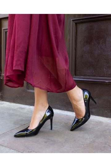WIDE FIT IMMACULATE Black Patent Point Court Shoe