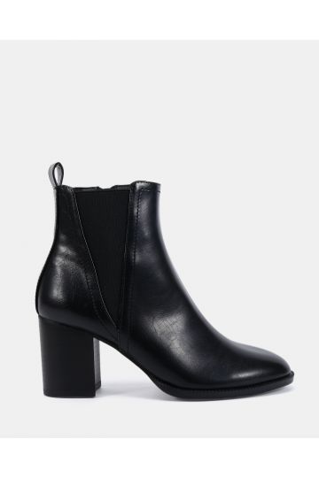 Jessie Black Block Heel V Chelsea Ankle Boot