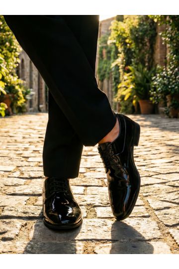 NED Black Patent Lace Up Derby Shoe