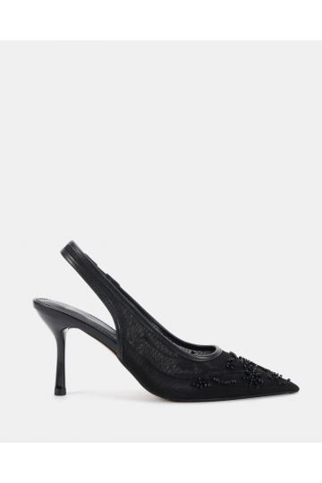 Raye Black Slingback Embellished Point Stiletto Court Shoe