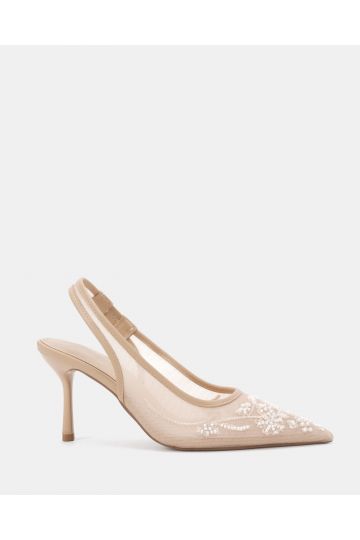 Raye Nude Slingback Embellished Point Stiletto Court Shoe