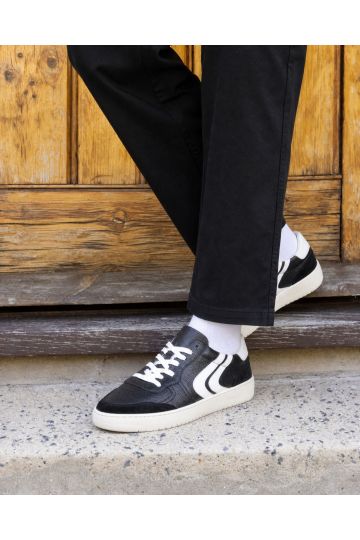 RILEY MENS Black Leather Lace Up Trainer
