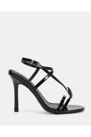 Riley Black High Heel Trim Detail Strappy Stiletto Sandal