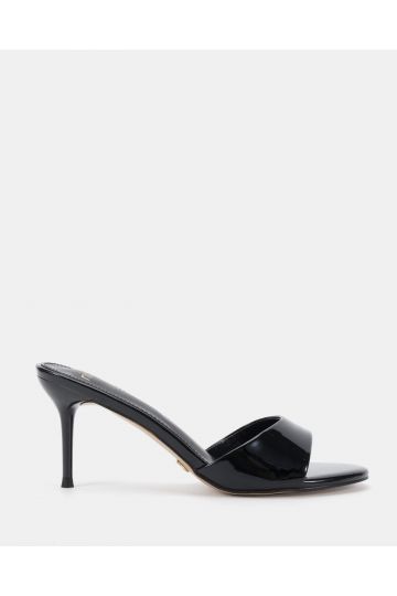 Rosie Black Heeled Mule Stiletto Sandal
