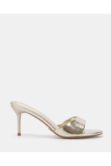 Rosie Gold Heeled Mule Stiletto Sandal