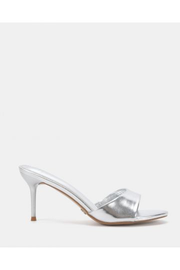 Rosie Silver Heeled Mule Stiletto Sandal