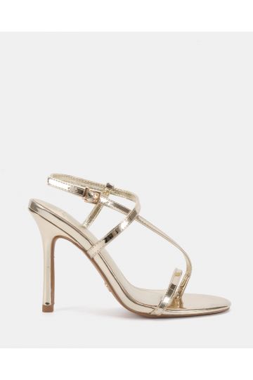 Rowan Gold High Heel Strappy Stiletto Sandal