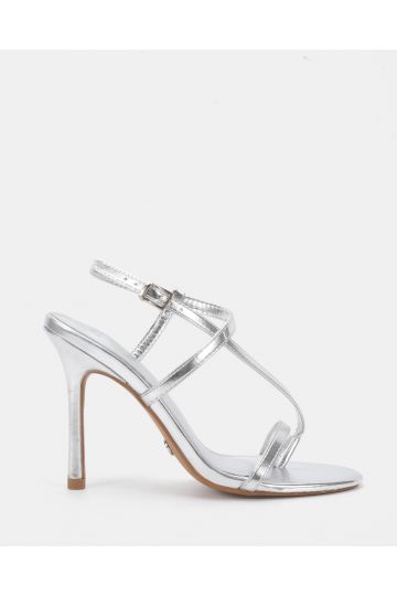 Rowan Silver High Heel Strappy Stiletto Sandal