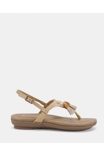 TESSA Natural Toe Post Padded Footbed Sandal