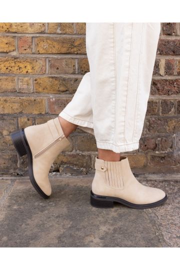 Wide Fit Darlina Taupe Flat Chelsea Ankle Boot