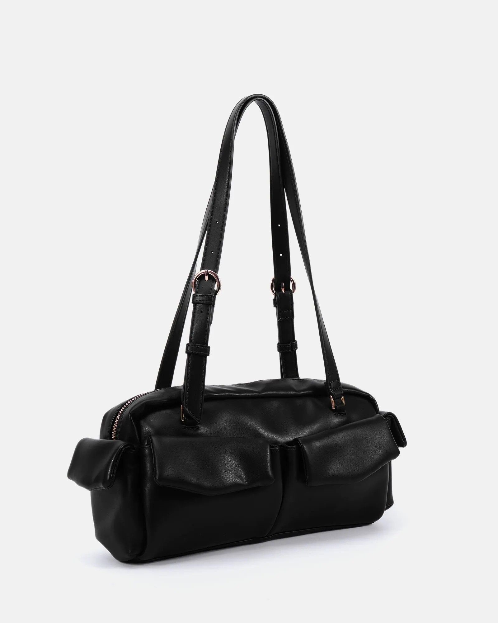 AYVA Black Pocket Shoulder Bag