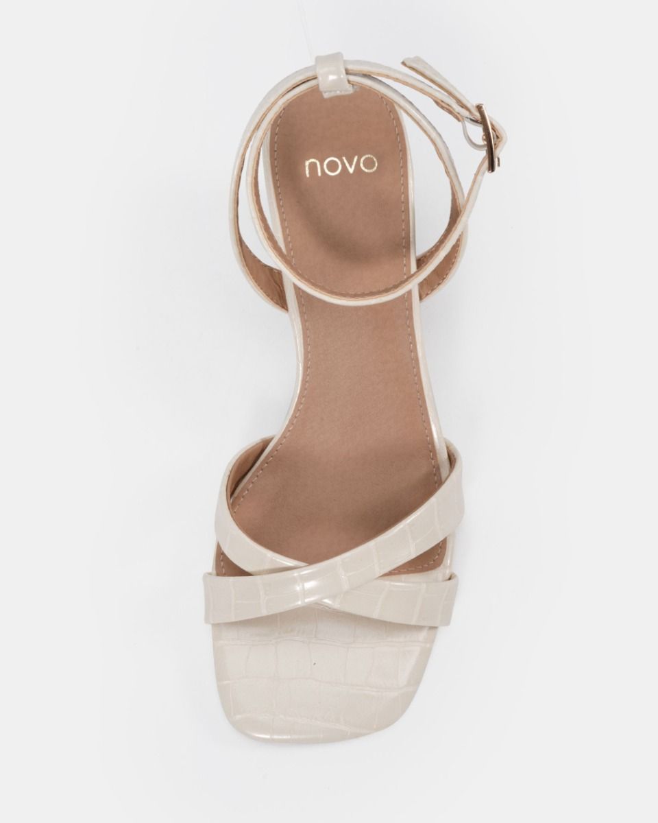 Bexley Off White Cross Front Ankle Strap Wedge Sandal