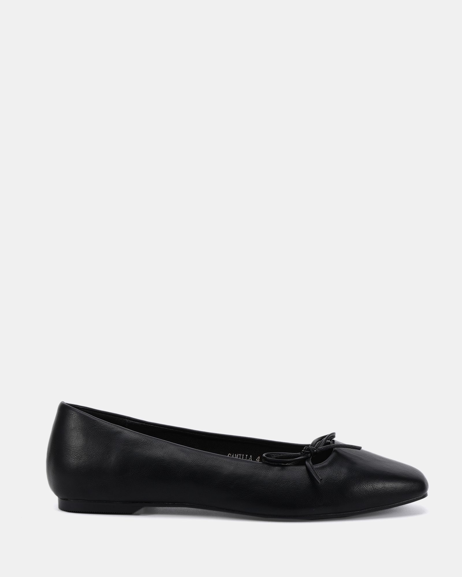 WIDE FIT CAMILLA Black Asymmetric Bow Ballerina
