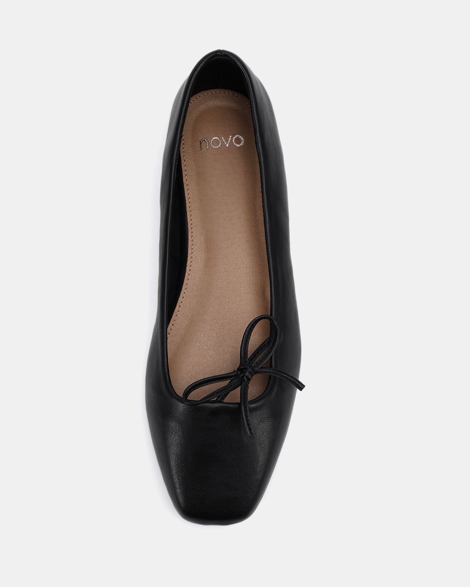 WIDE FIT CAMILLA Black Asymmetric Bow Ballerina