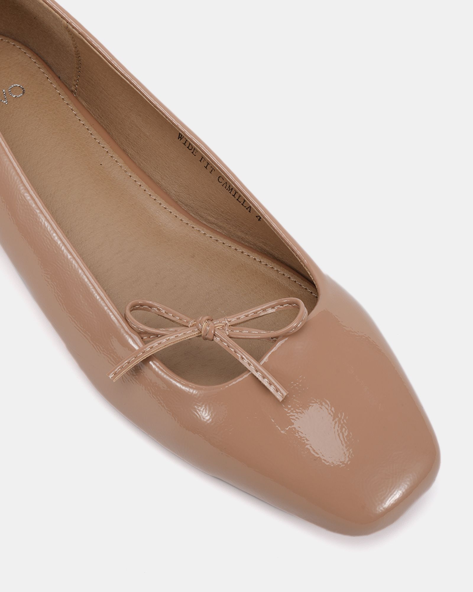 WIDE FIT CAMILLA Nude Asymmetric Bow Ballerina