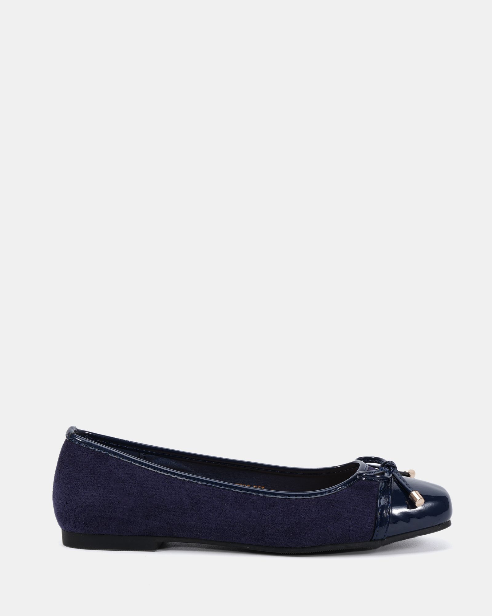 CAPRICORN Navy Soft Square Toe Cap Bow Ballerina