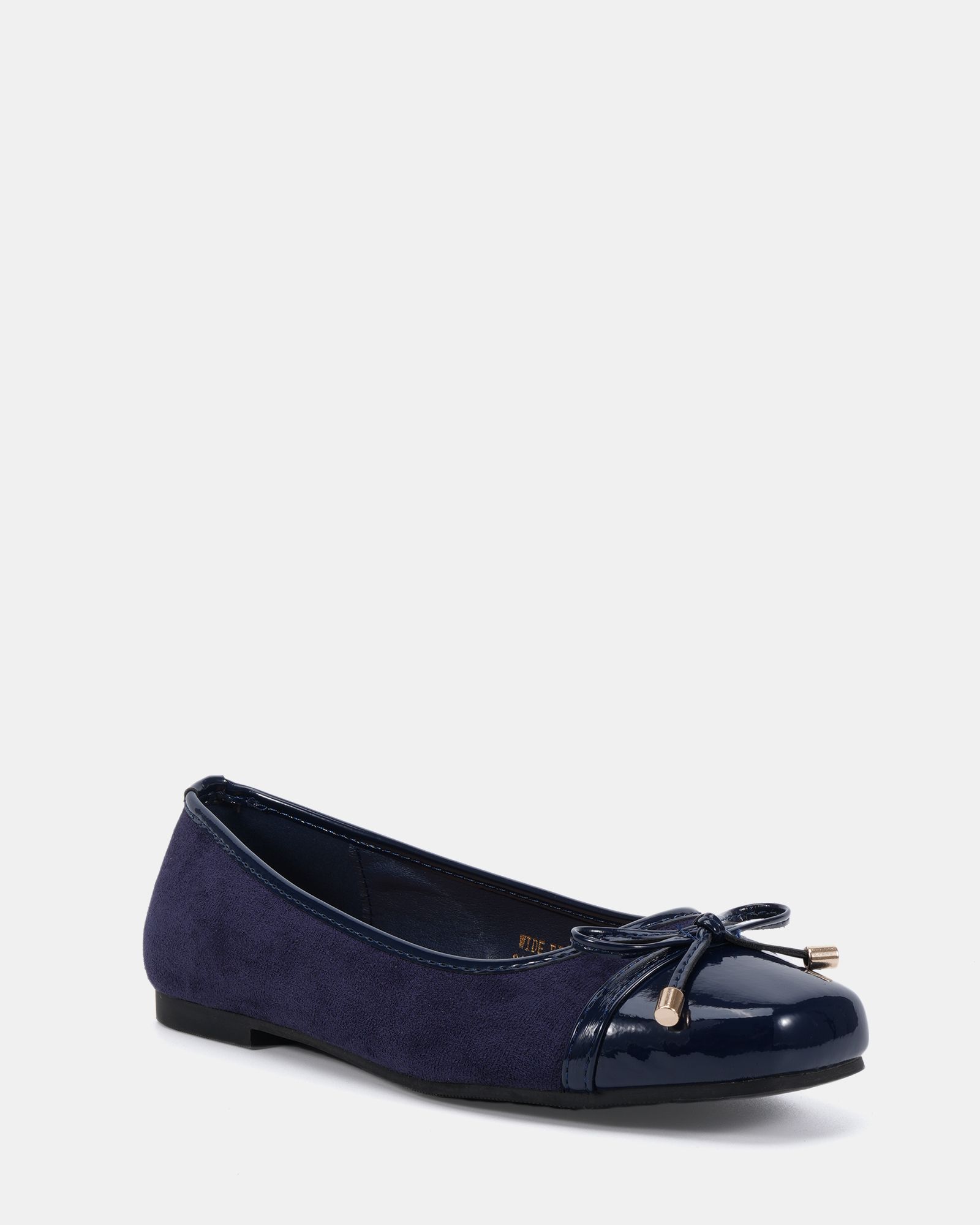 CAPRICORN Navy Soft Square Toe Cap Bow Ballerina