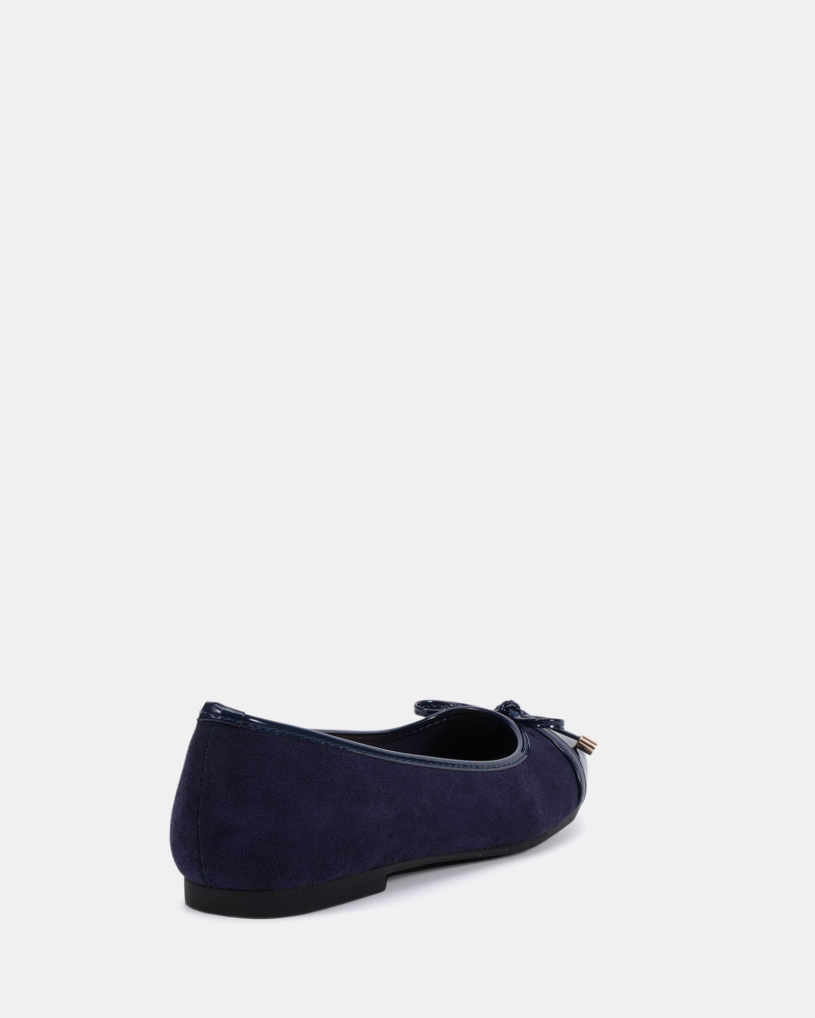 WIDE FIT CAPRICORN Navy Soft Square Toe Cap Bow Ballerina