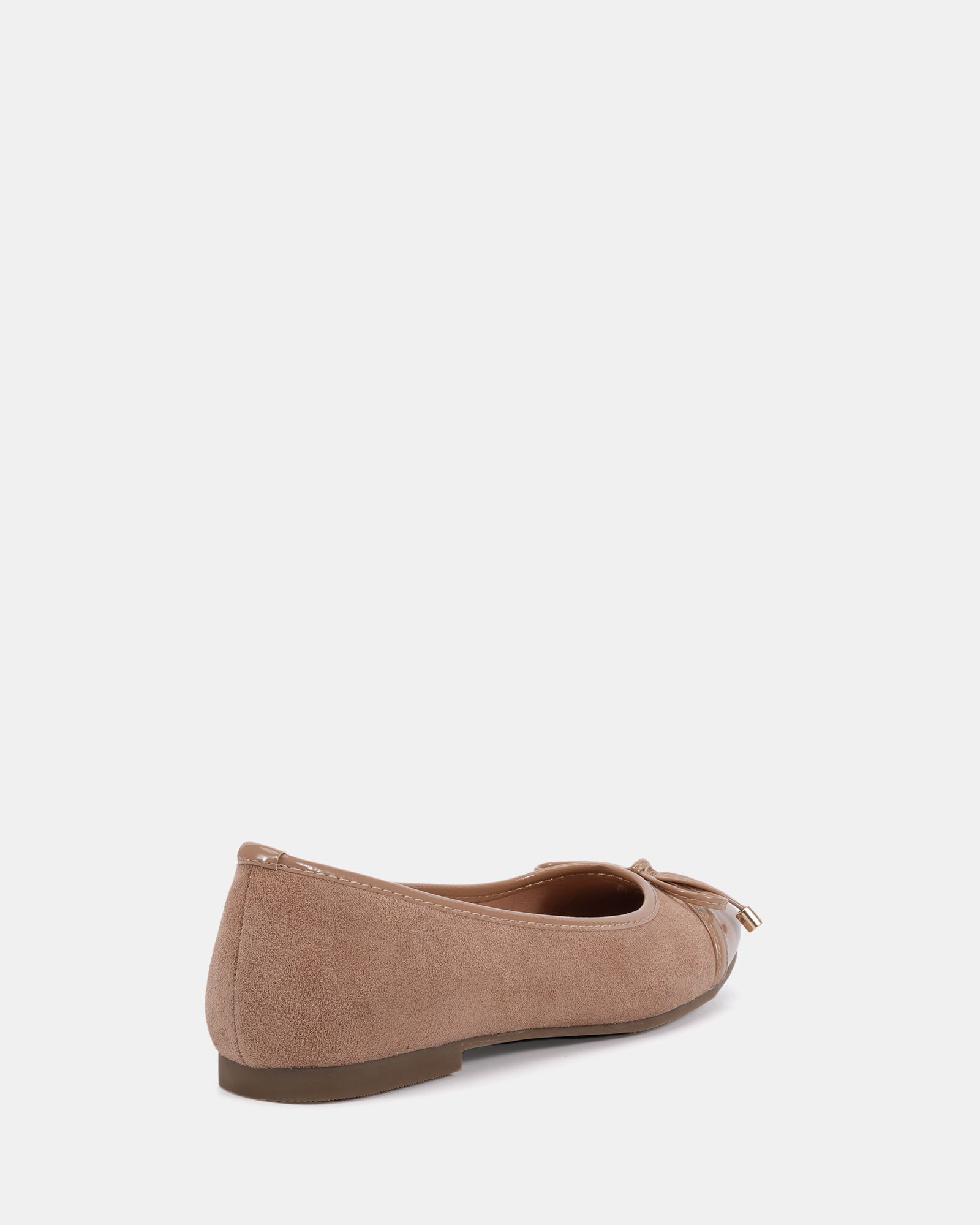 WIDE FIT CAPRICORN Nude Soft Square Toe Cap Bow Ballerina