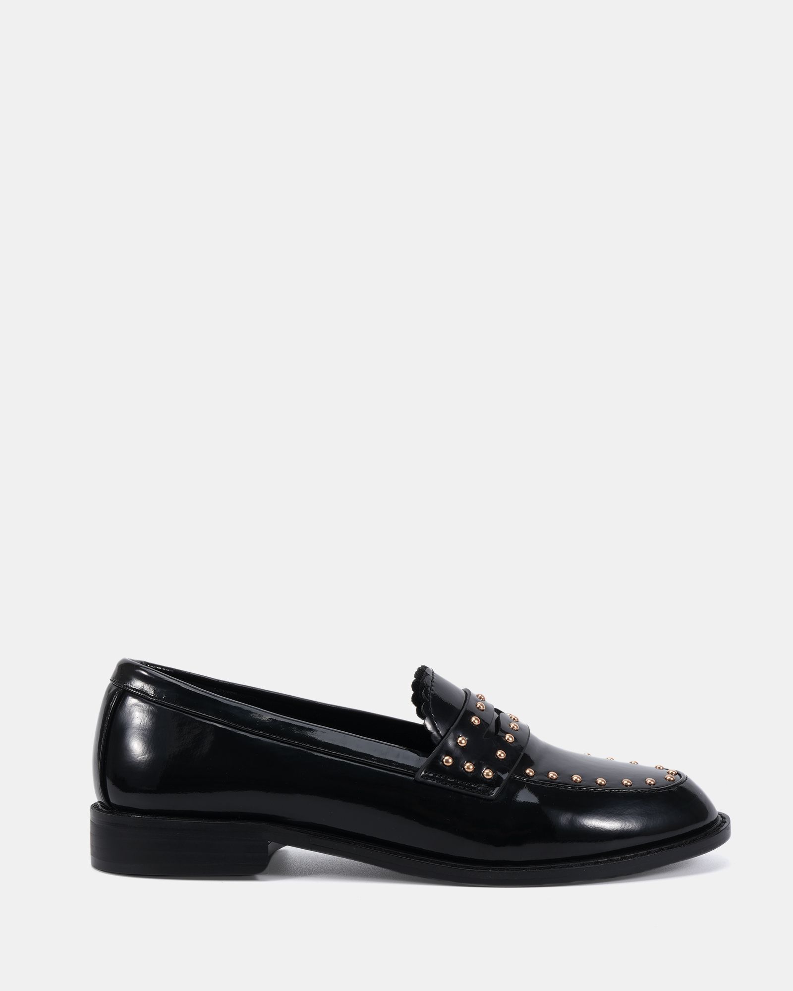 CARMELLA Stud Detail Black Loafer