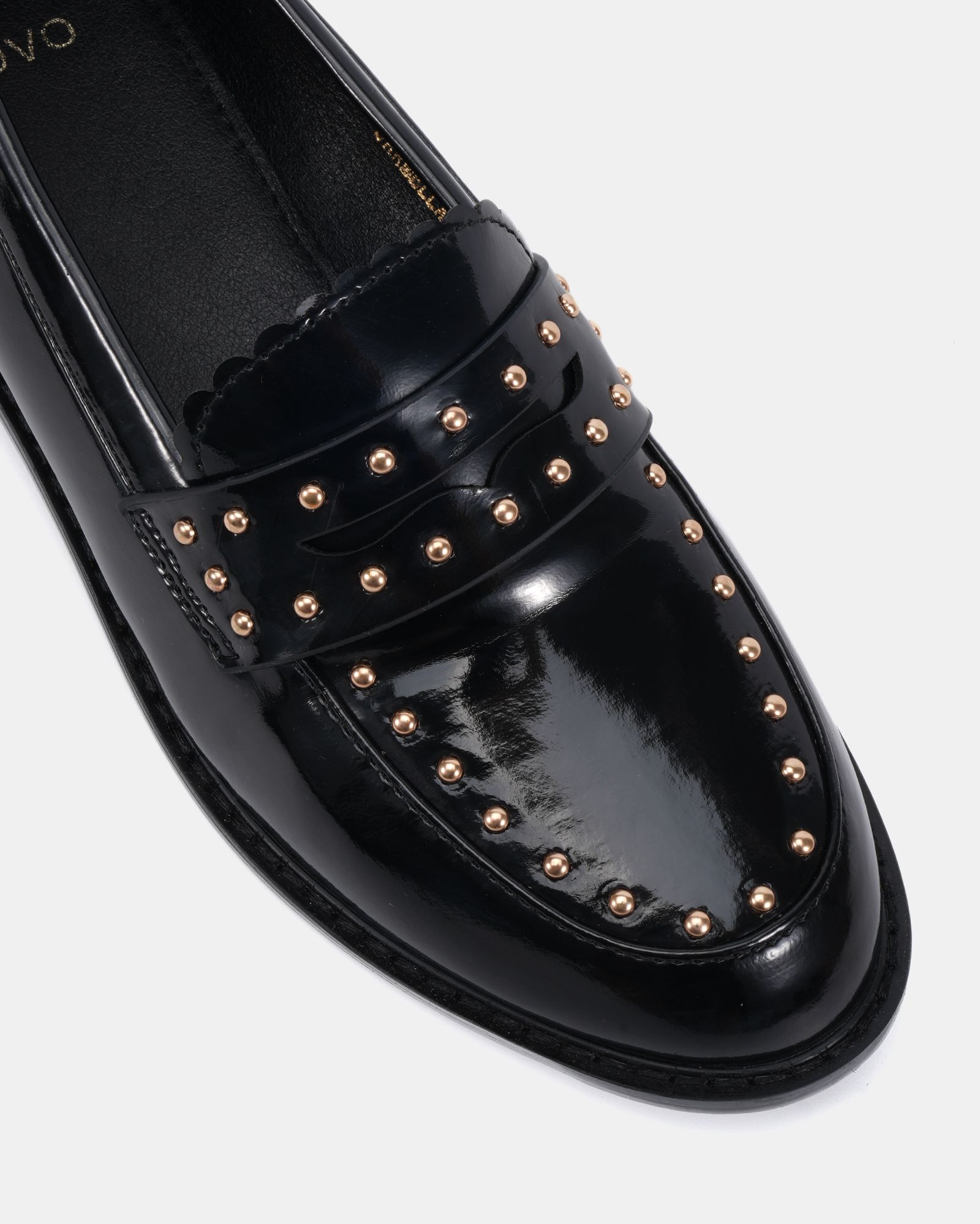 CARMELLA Stud Detail Black Loafer