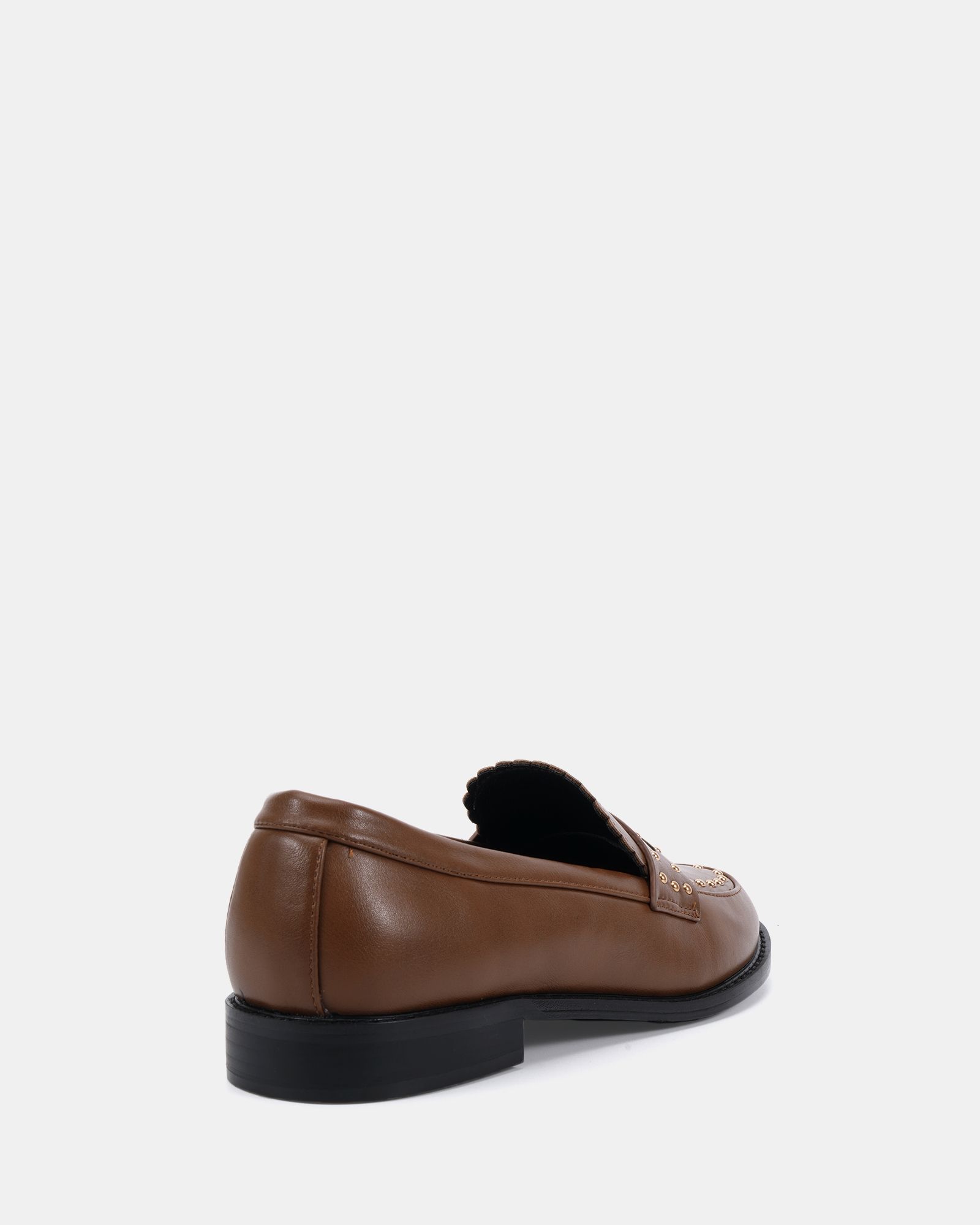 WIDE FIT CARMELLA Tan Stud Detail Loafer