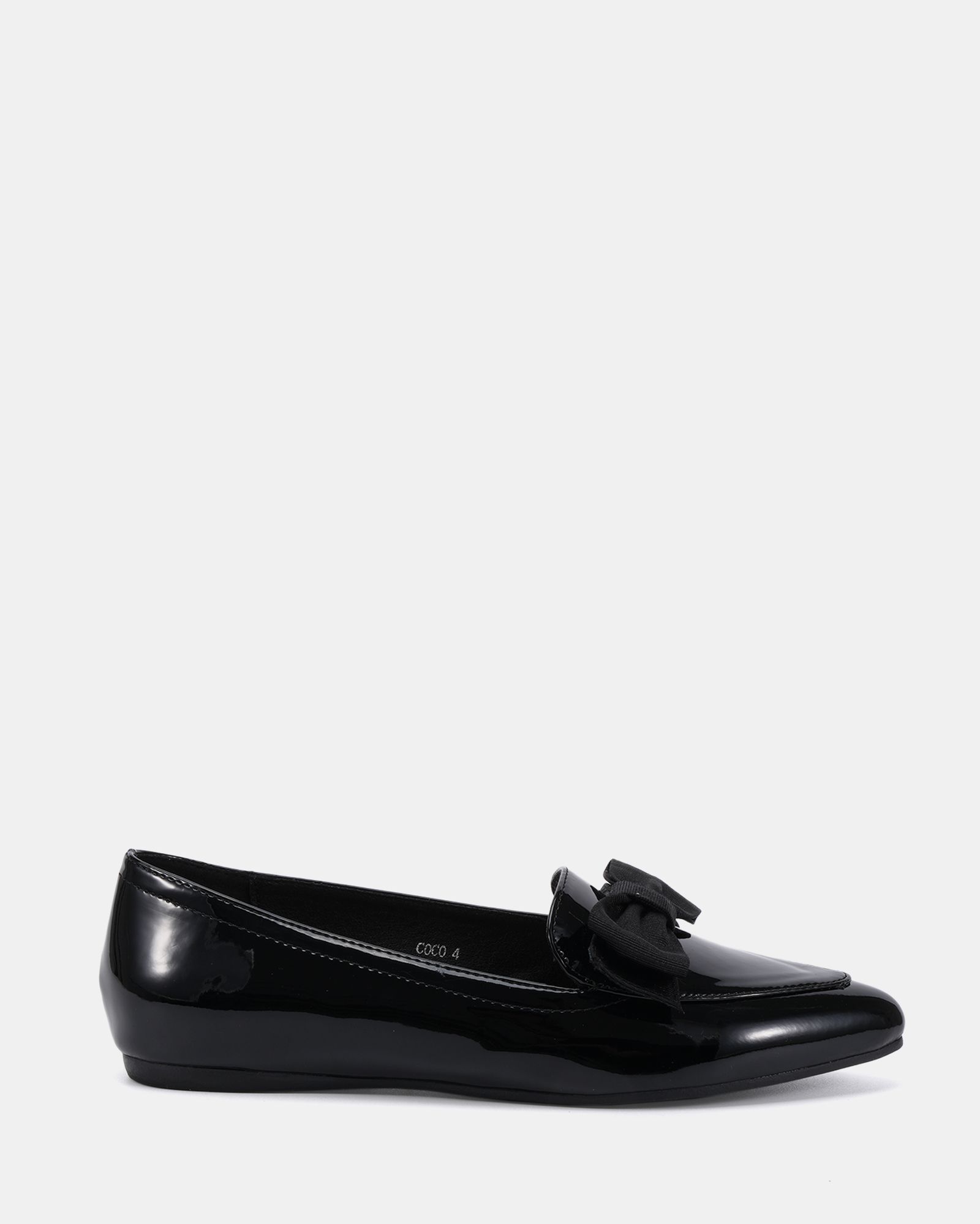 WIDE FIT COCO Black Bow Flat Point Shoe