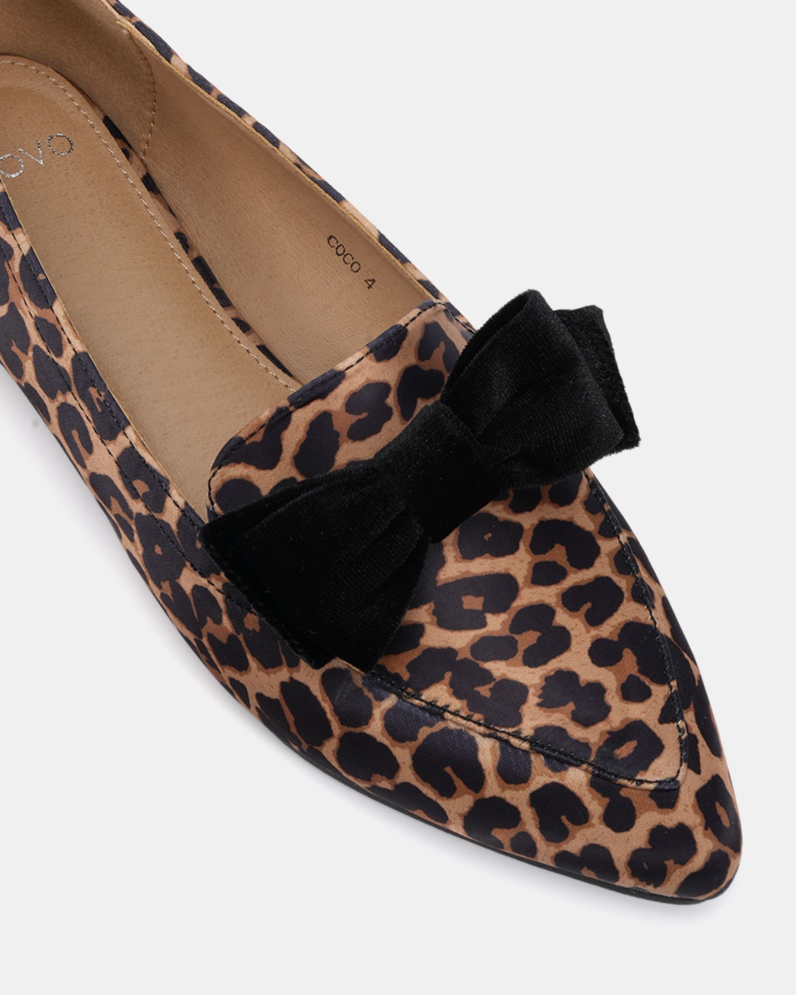 WIDE FIT COCO Leopard Bow Flat Point Shoe