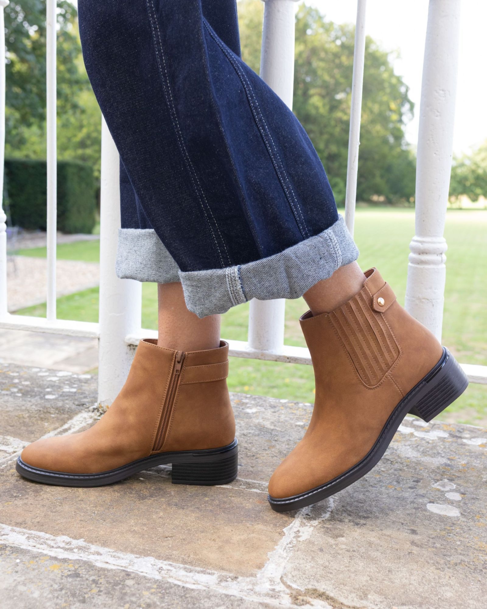 Darlina Tan Flat Chelsea Ankle Boot