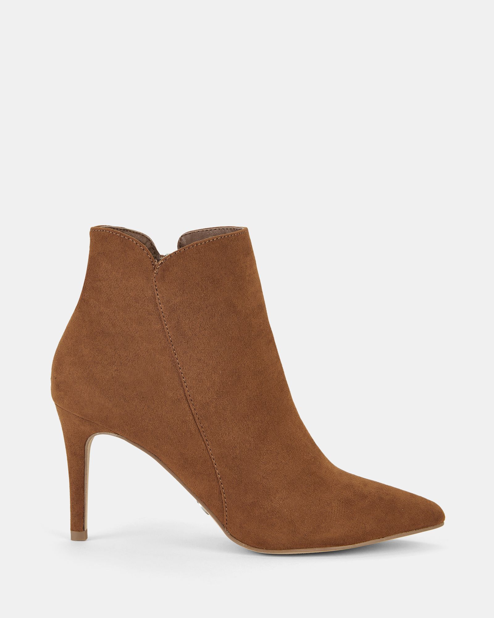Wide Fit Delmont Tan Point Mid Heel Stiletto Ankle Boot