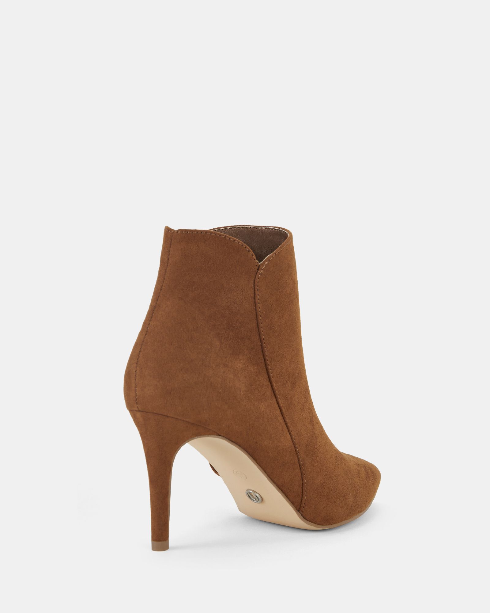 Wide Fit Delmont Tan Point Mid Heel Stiletto Ankle Boot