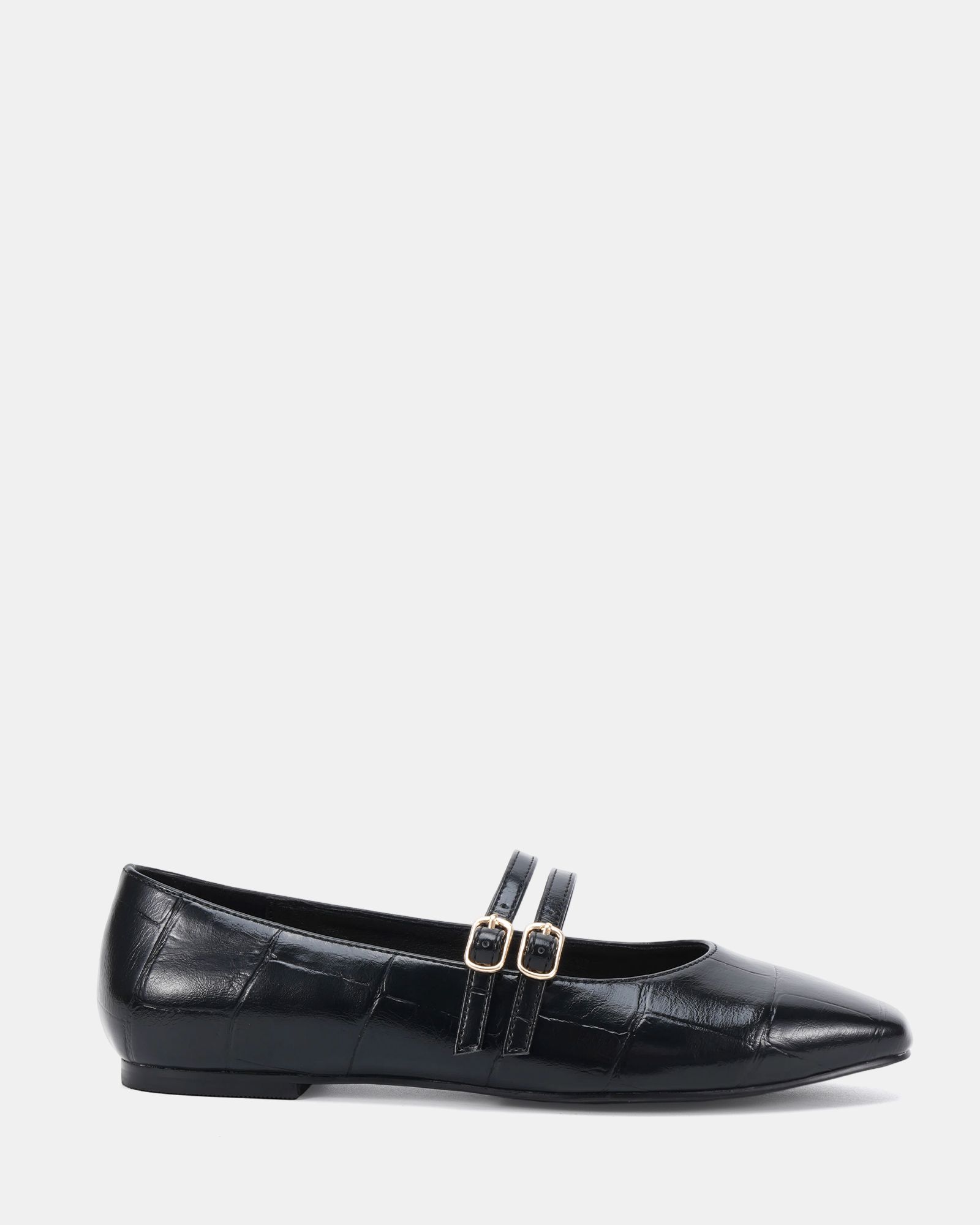 Wide Fit Fancie Black Mary Jane Flat Shoe