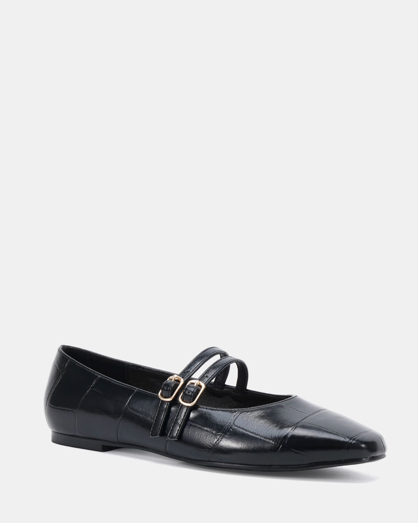 Fancie Black Mary Jane Flat Shoe