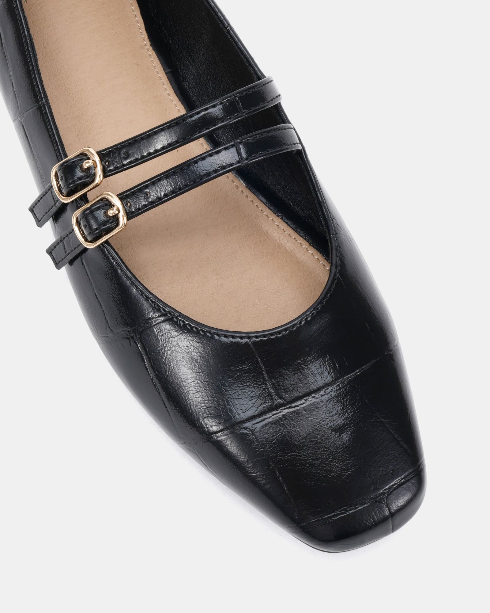 Fancie Black Mary Jane Flat Shoe