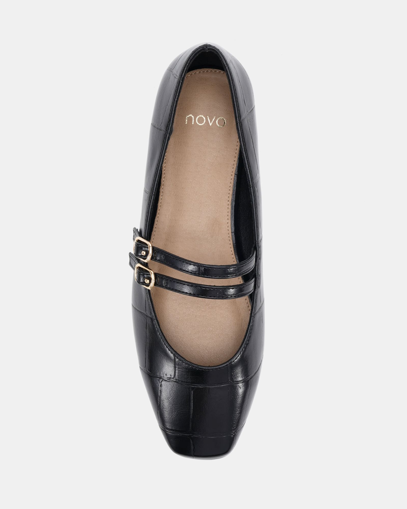 Fancie Black Mary Jane Flat Shoe