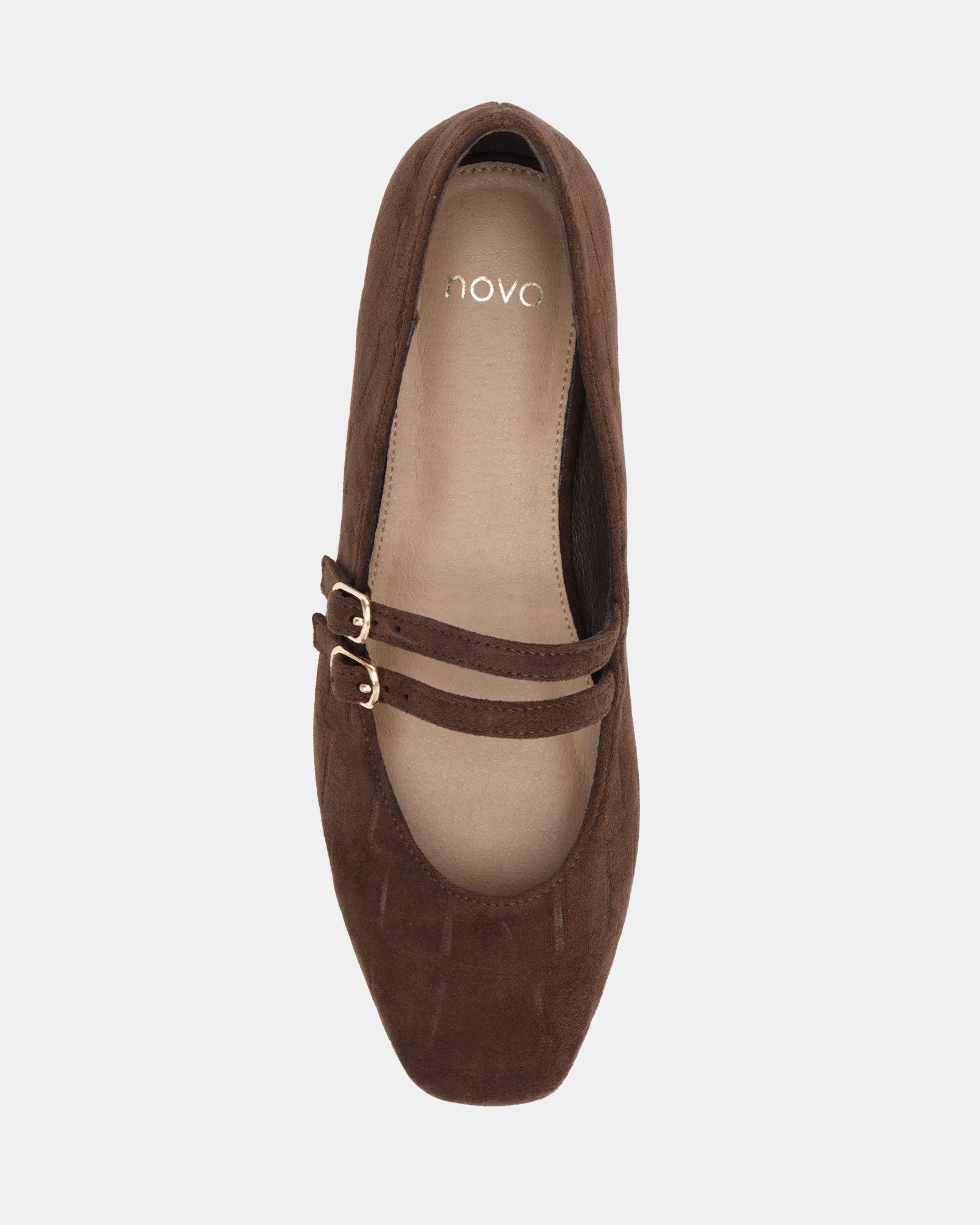 Wide Fit Fancie Brown Mary Jane Flat Shoe