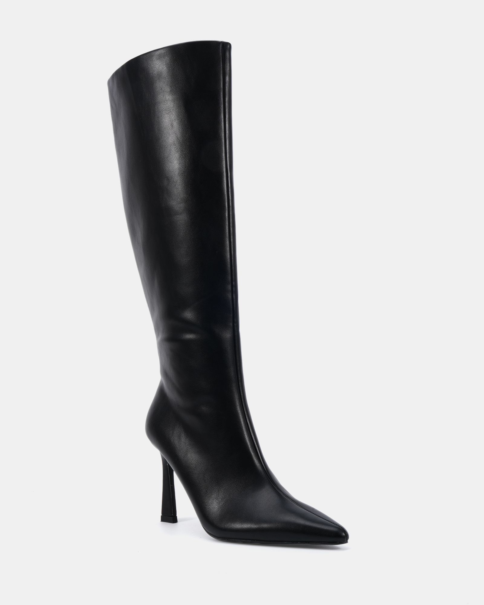 Wide Fit Galaxy Black Point Toe Stiletto Stretch Knee Boot