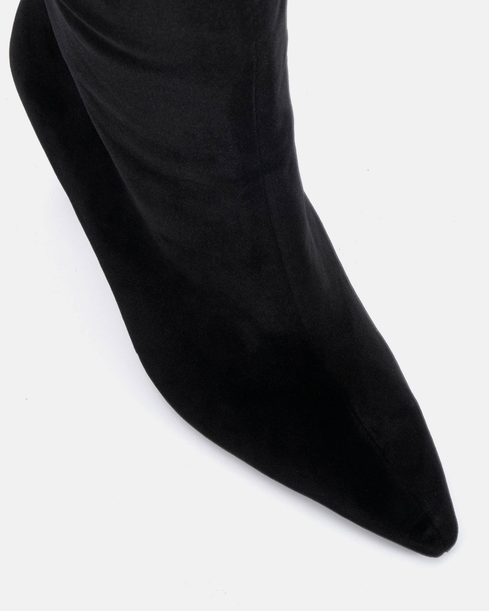 Wide Fit Galaxy Black Velvet Point Toe Stiletto Stretch Knee