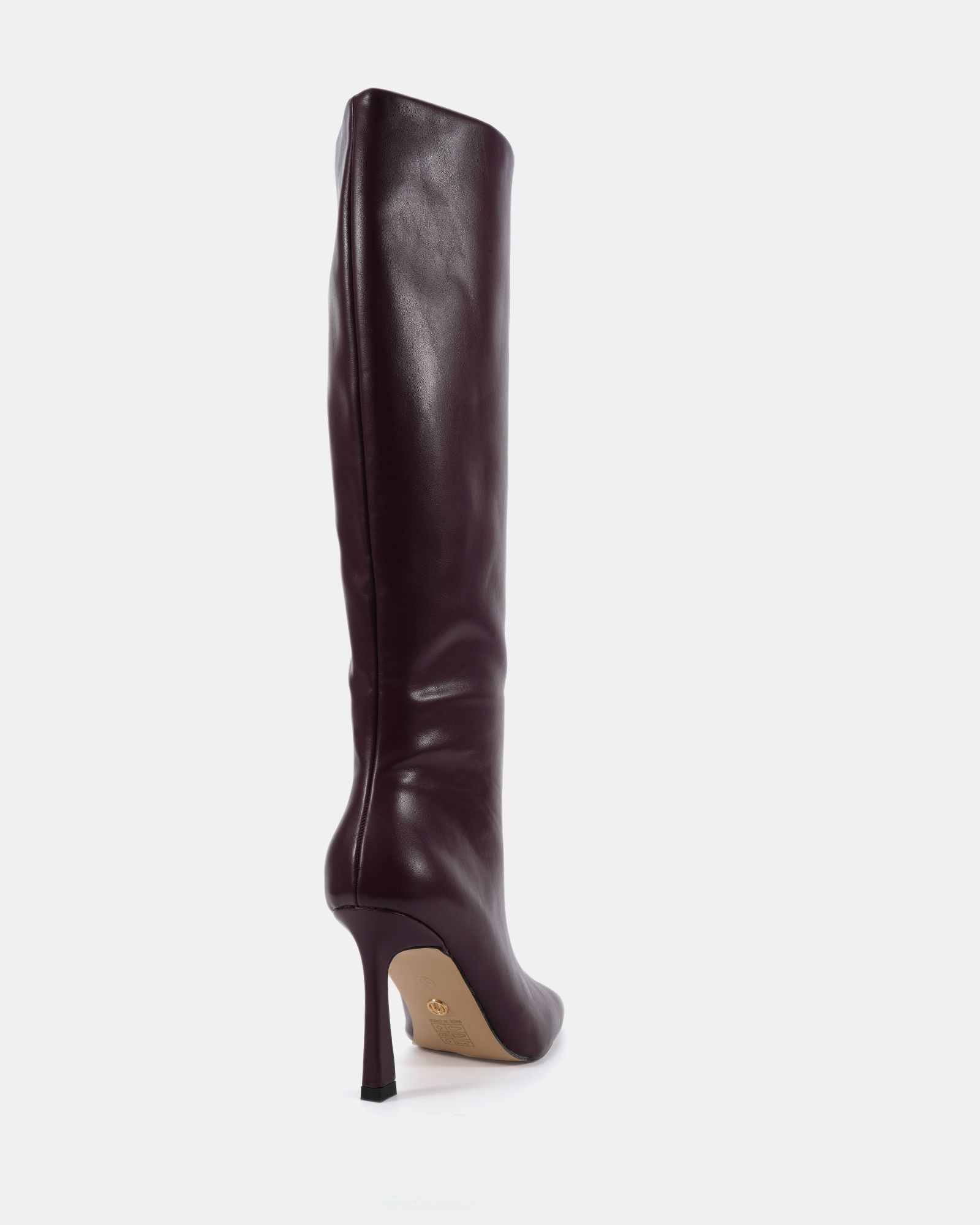 Wide Fit Galaxy Burgundy Point Toe Stiletto Stretch Knee Boot