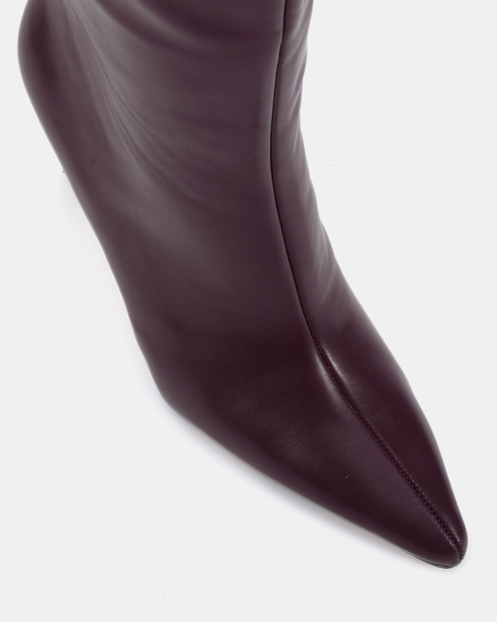 Galaxy Burgundy Point Toe Stiletto Stretch Knee Boot