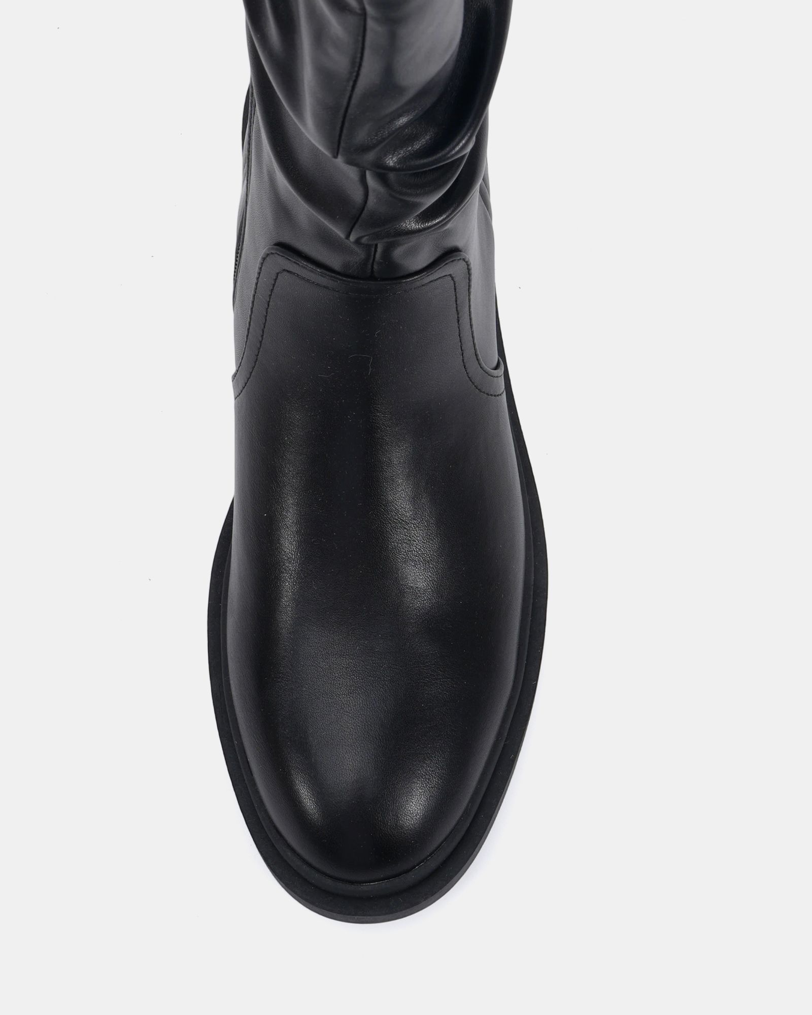Wide Fit Gentle Black Flat Ruched Calf Boot