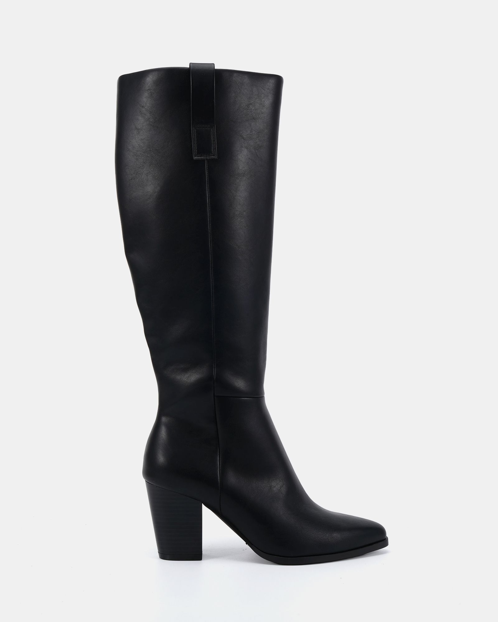 Gili Black Block Heel Western Knee Boot