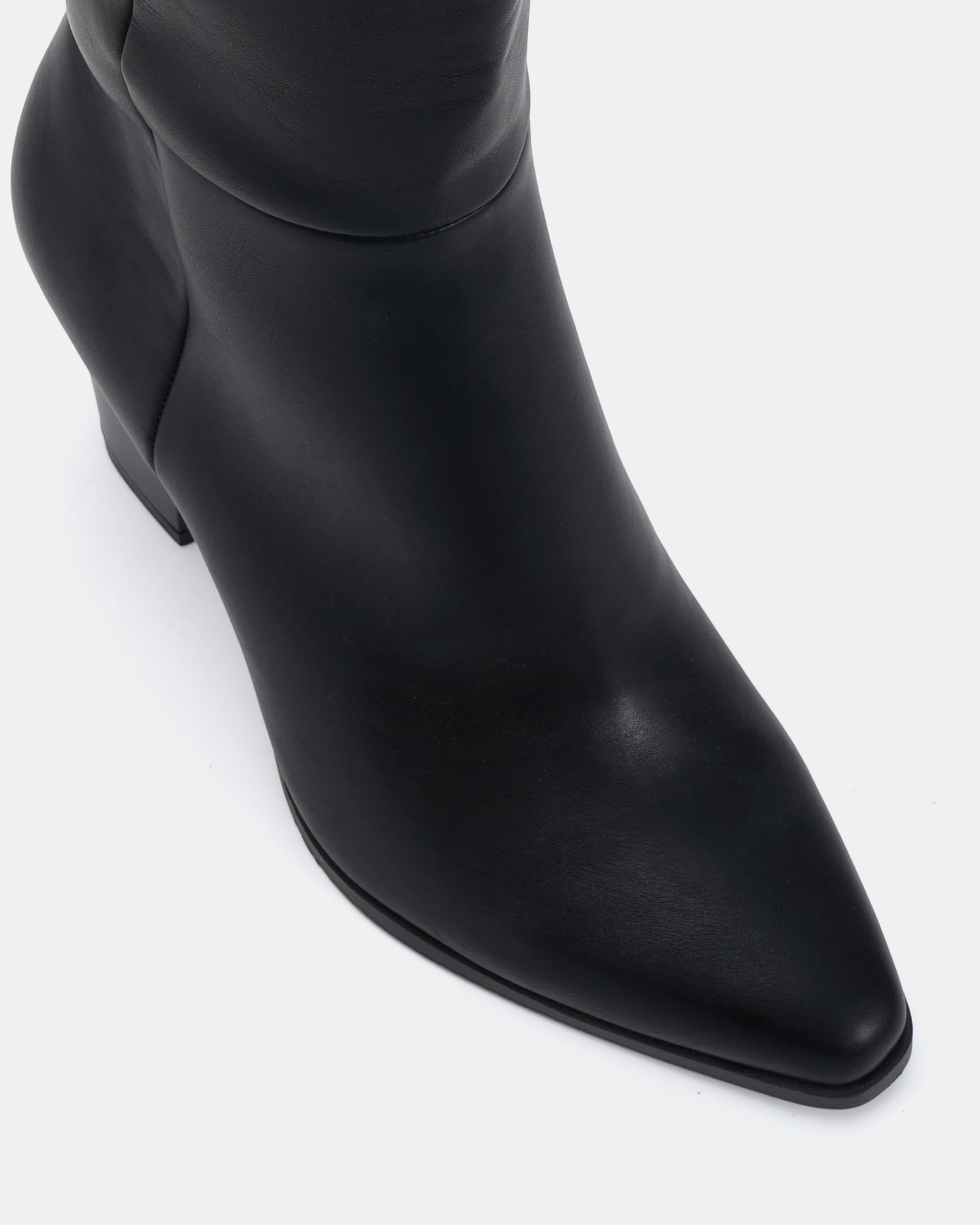 Wide Fit Gili Black Block Heel Western Knee Boot