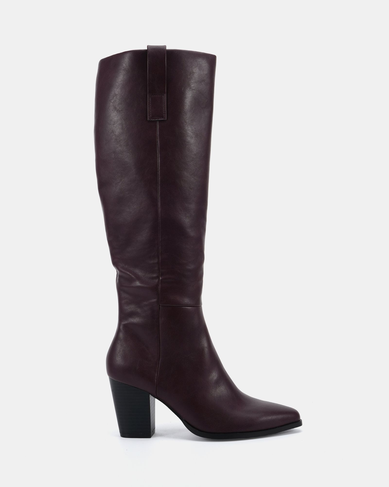 Gili Burgundy Block Heel Western Knee Boot
